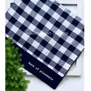 Set of 4 Fabric Placemats Black White Buffalo Plaid Gingham Checkered